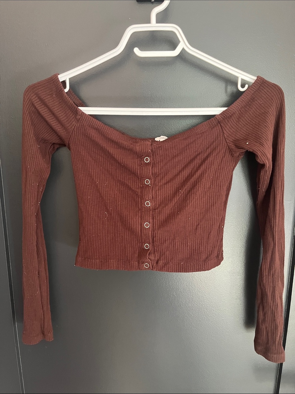 Garage off the shoulder long sleeve shirt
